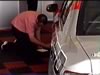 Tim Sopp checking tyre pressures